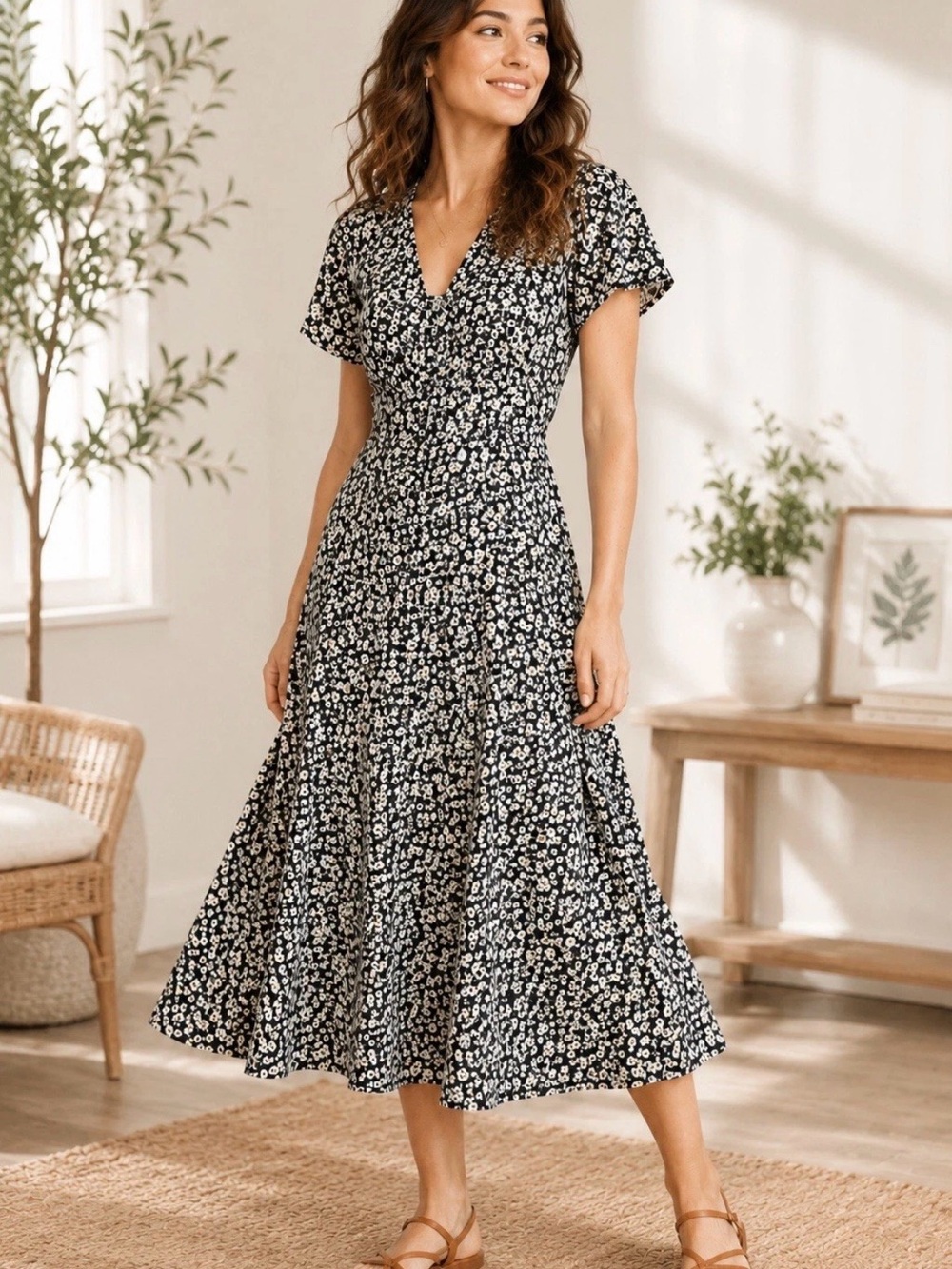 Levi's daisy print button front short sleeve maxi dress Women’s plus size 2x